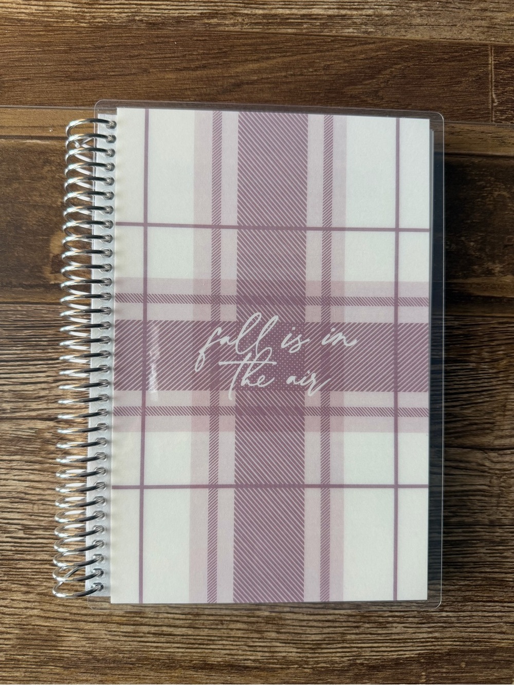 Erin Condren A5 Plaid Spiral Notebook - 'Fall Is In The Air' Purple Plaid